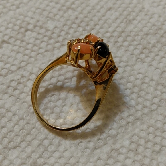 Sz 7 NIB Vintage Semi-Precious Gem Stone Gold Cocktail Ring 7 - Picture 9 of 15